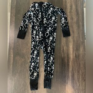 Black Glow-in-the-Dark Skeleton Print Kids One Piece